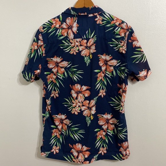 Aeropostale Mens Hawaiin Shirt Medium Tropical Floral Button Up Short Sleeve - Picture 3 of 11